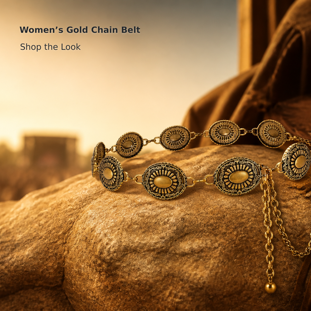 Women’s Gold-Tone Western Boho Chain Belt