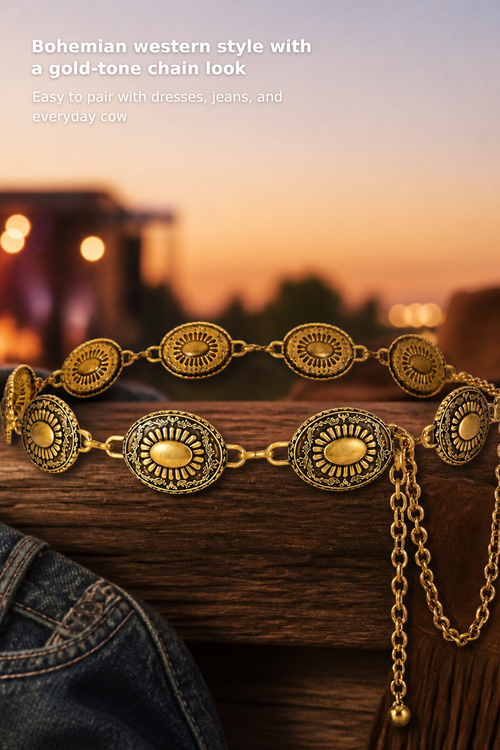 Women’s Gold-Tone Western Boho Chain Belt