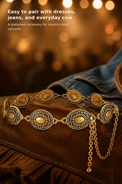Women’s Gold-Tone Western Boho Chain Belt